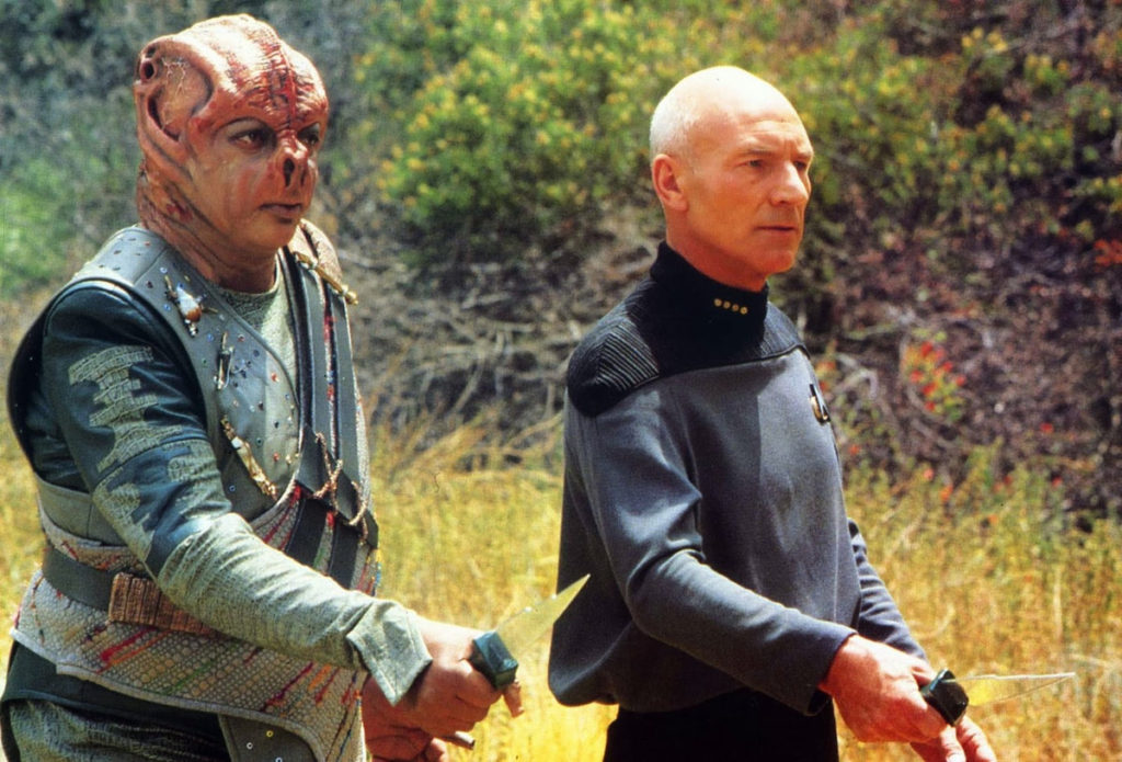 Picard and Shaka fighting together